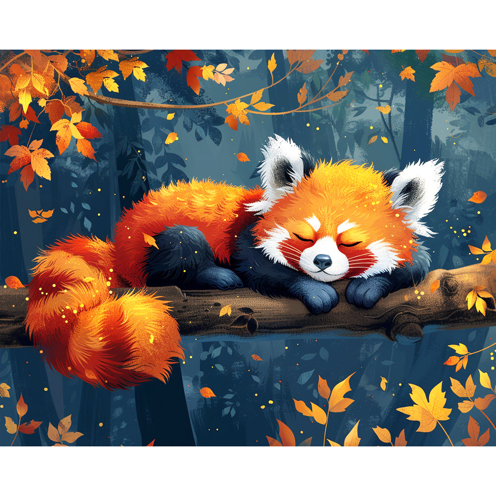 Herbstlicher Roter-Panda-Nickerchen