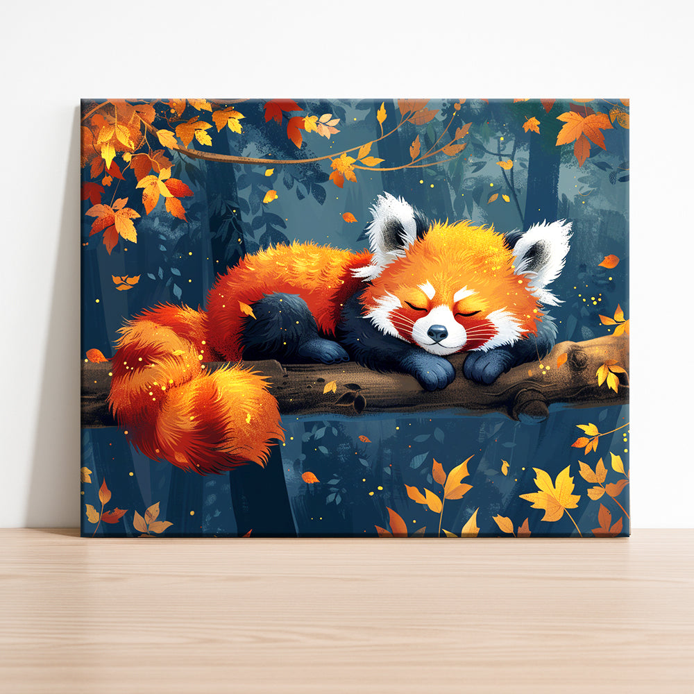 Herbstlicher Roter-Panda-Nickerchen