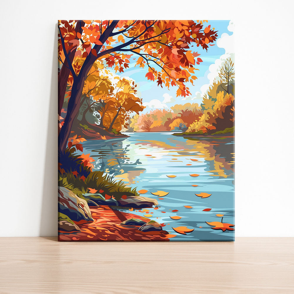 Herbstliches Flussleuchten – Malen nach Zahlen