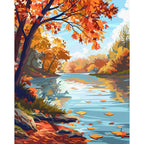 Herbstliches Flussleuchten – Malen nach Zahlen