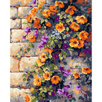 Blüten an der Backsteinmauer – Malen nach Zahlen