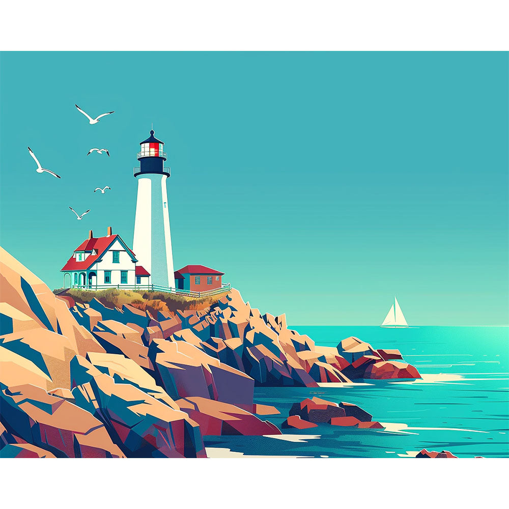 Küstenleuchtfeuer - Malen nach Zahlen