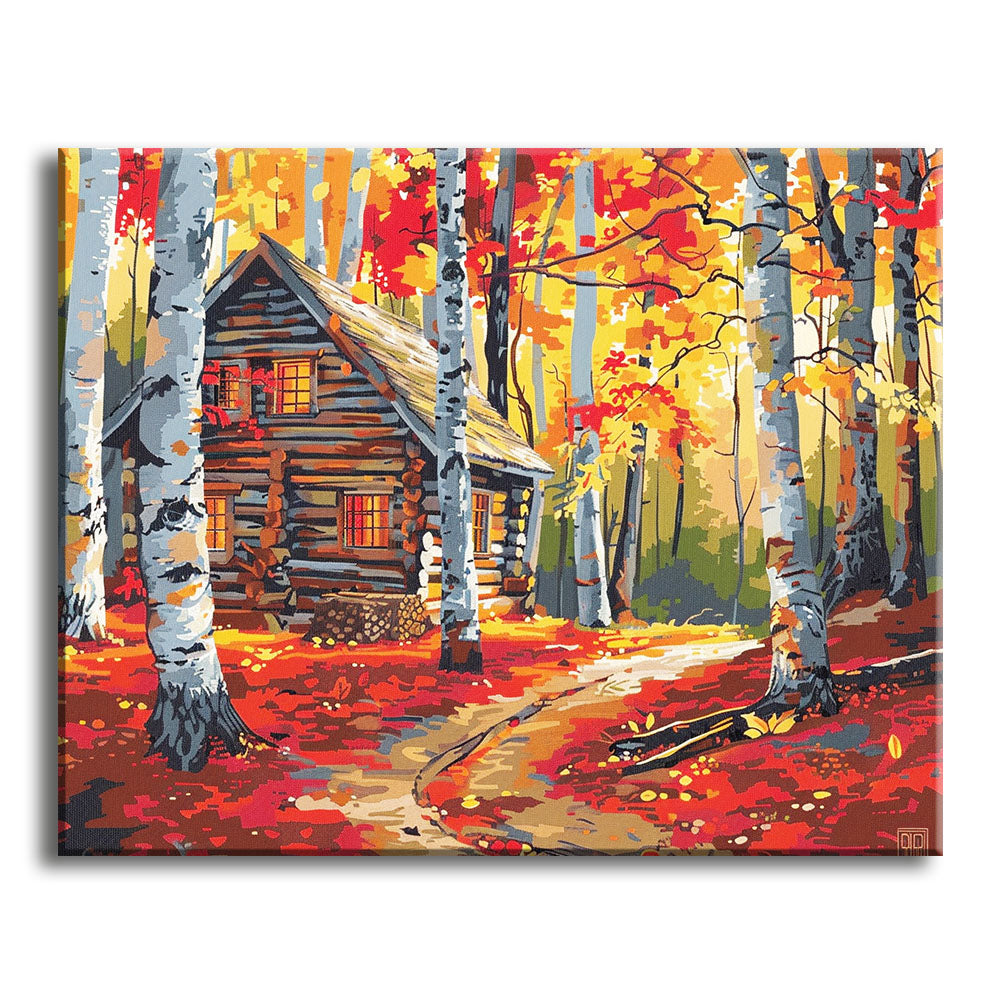 Gemütlicher Herbst-Rückzugsort – Malen nach Zahlen