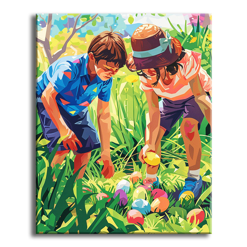 Ostereierjagd-Abenteuer - Malen nach Zahlen