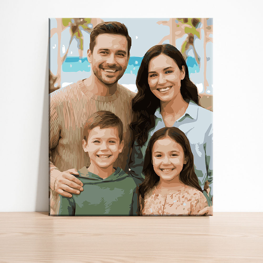 Malen-nach-Zahlen Set nach Ihrem Familienfoto – Individuelle Leinwand als Geschenk