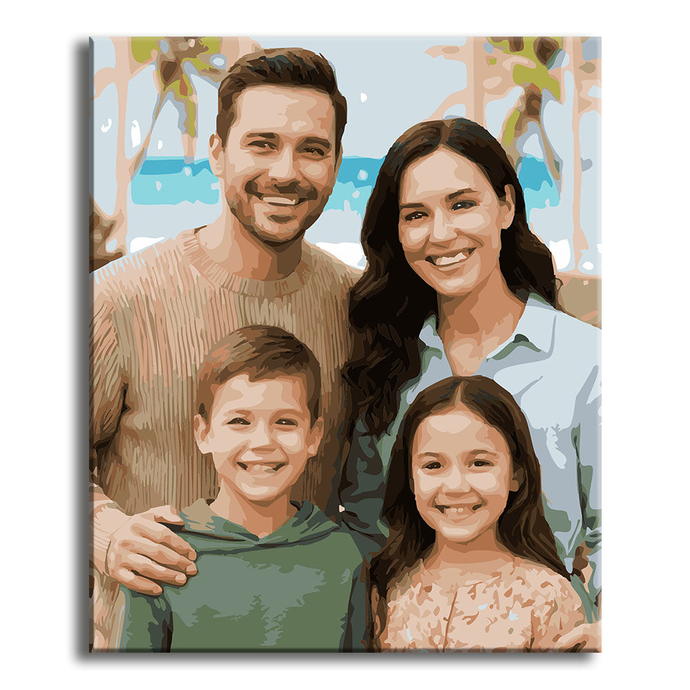 Malen-nach-Zahlen Set nach Ihrem Familienfoto – Individuelle Leinwand als Geschenk