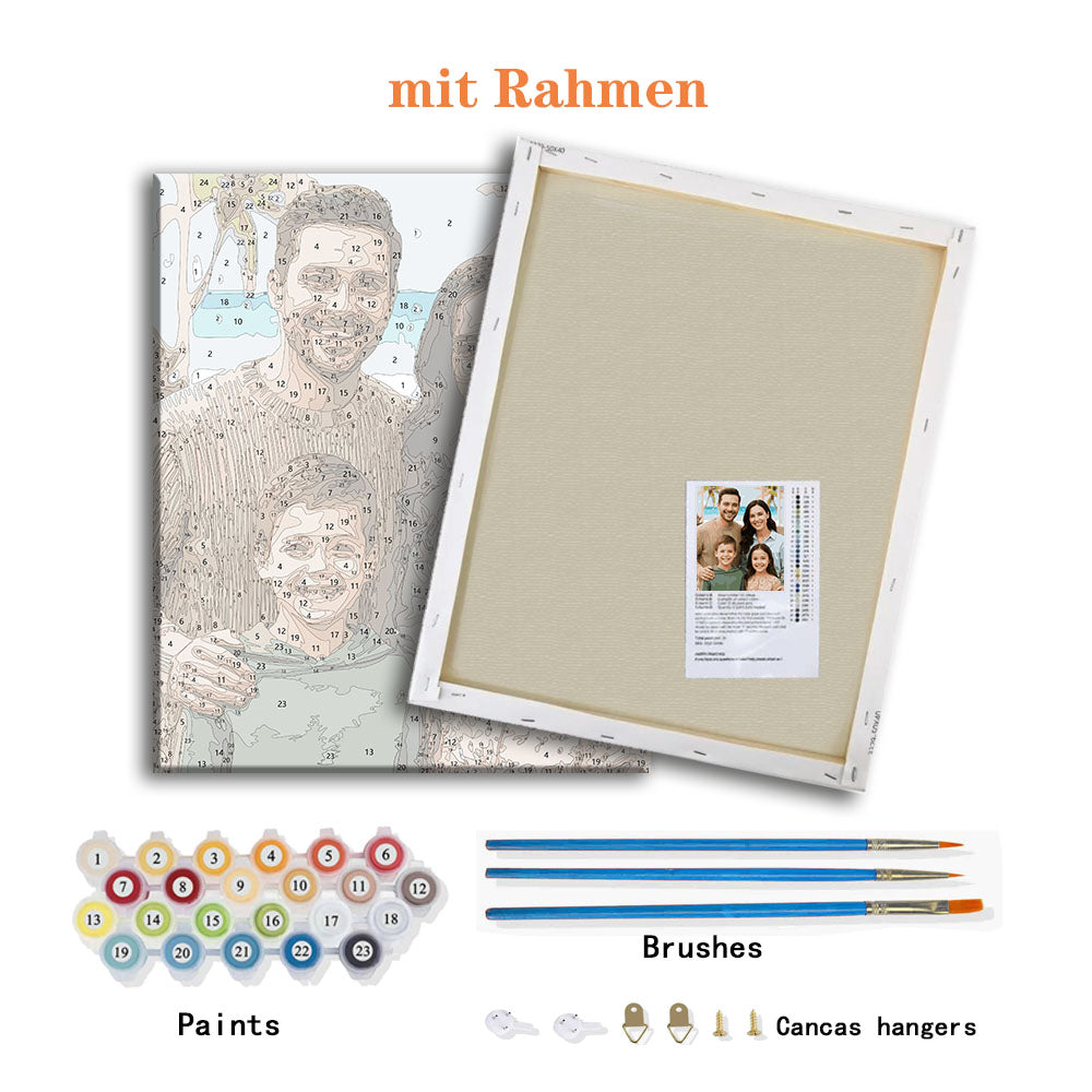 Malen-nach-Zahlen Set nach Ihrem Familienfoto – Individuelle Leinwand als Geschenk