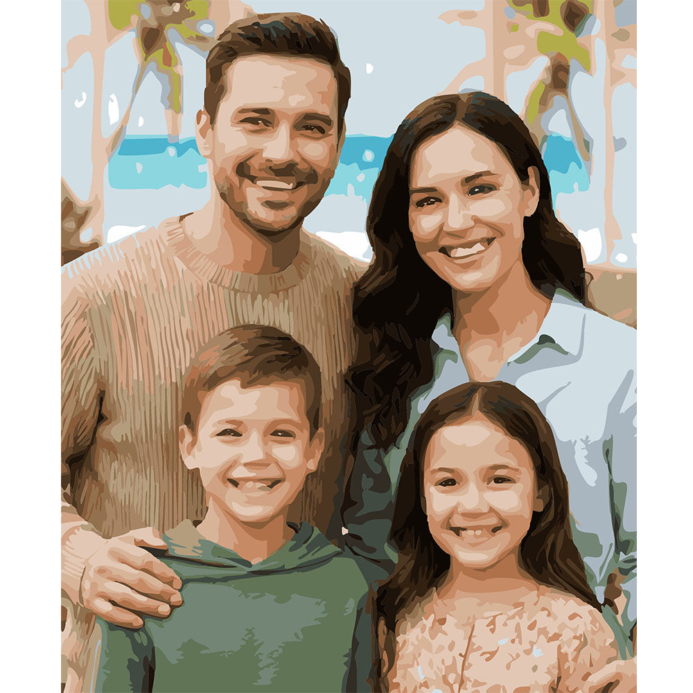 Malen-nach-Zahlen Set nach Ihrem Familienfoto – Individuelle Leinwand als Geschenk