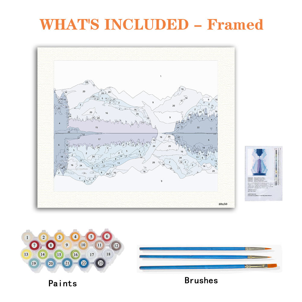 Nebliger Bergspiegelung – Malen nach Zahlen