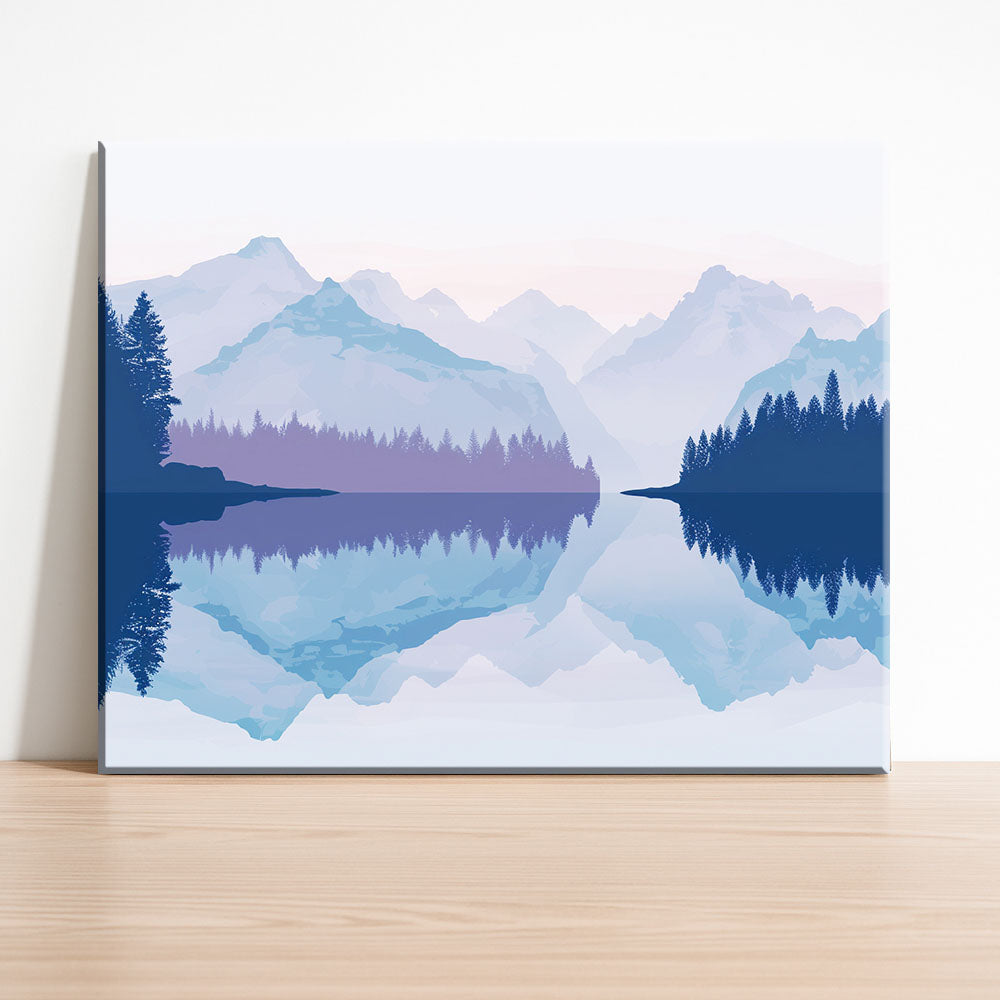 Nebliger Bergspiegelung – Malen nach Zahlen