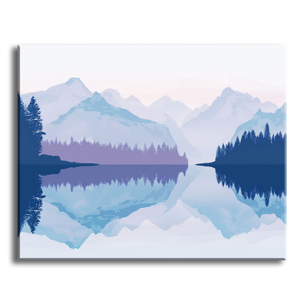 Nebliger Bergspiegelung – Malen nach Zahlen