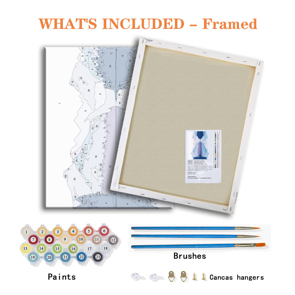 Nebliger Bergspiegelung – Malen nach Zahlen