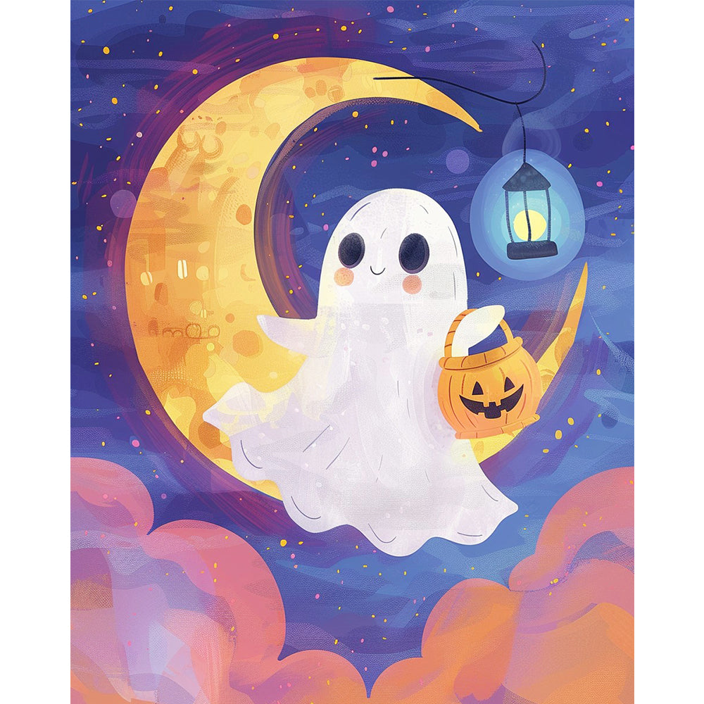 Mondbeschienene Freude der Geister in der Nacht - Malen nach Zahlen