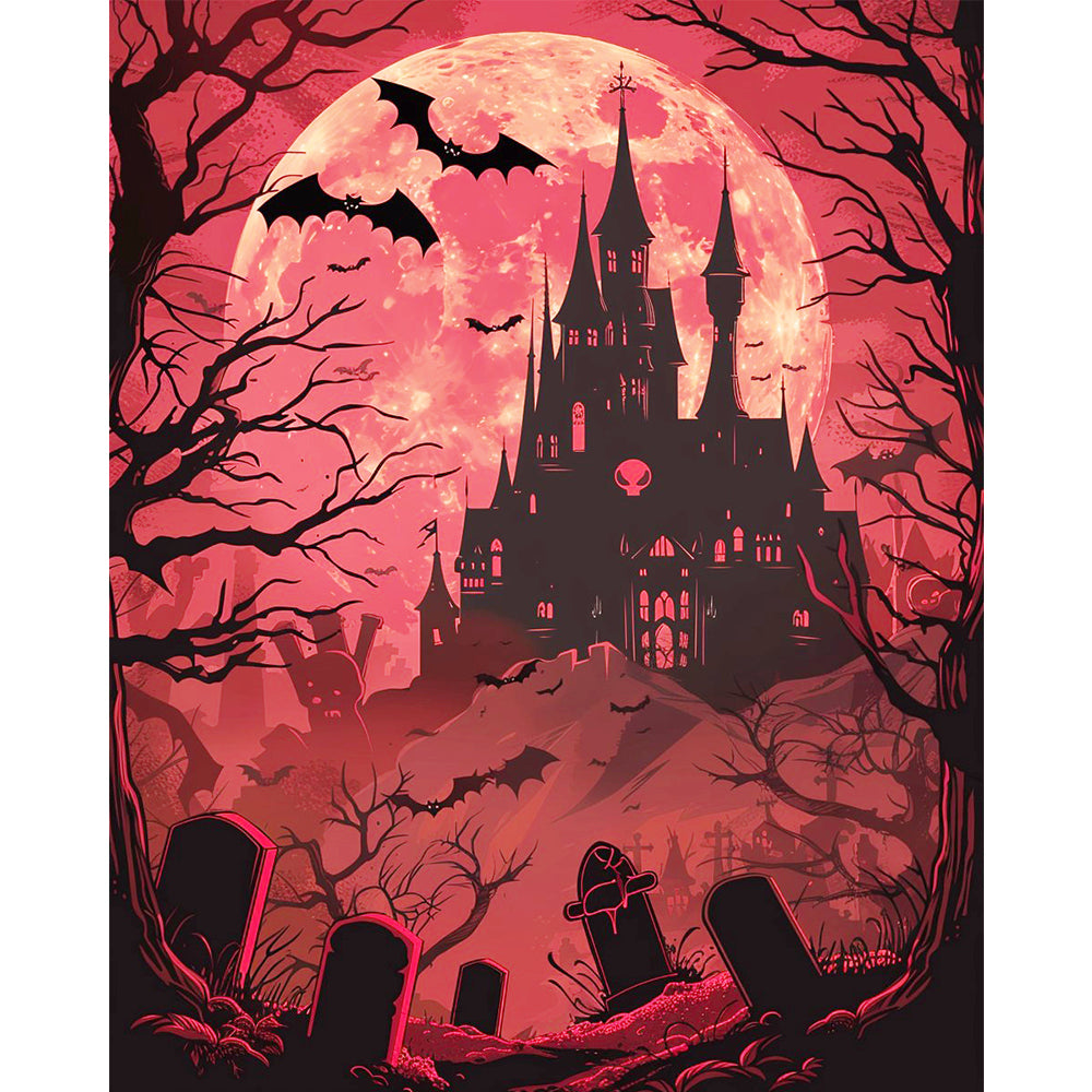 Mondlicht-Halloween-Schloss - Malen nach Zahlen