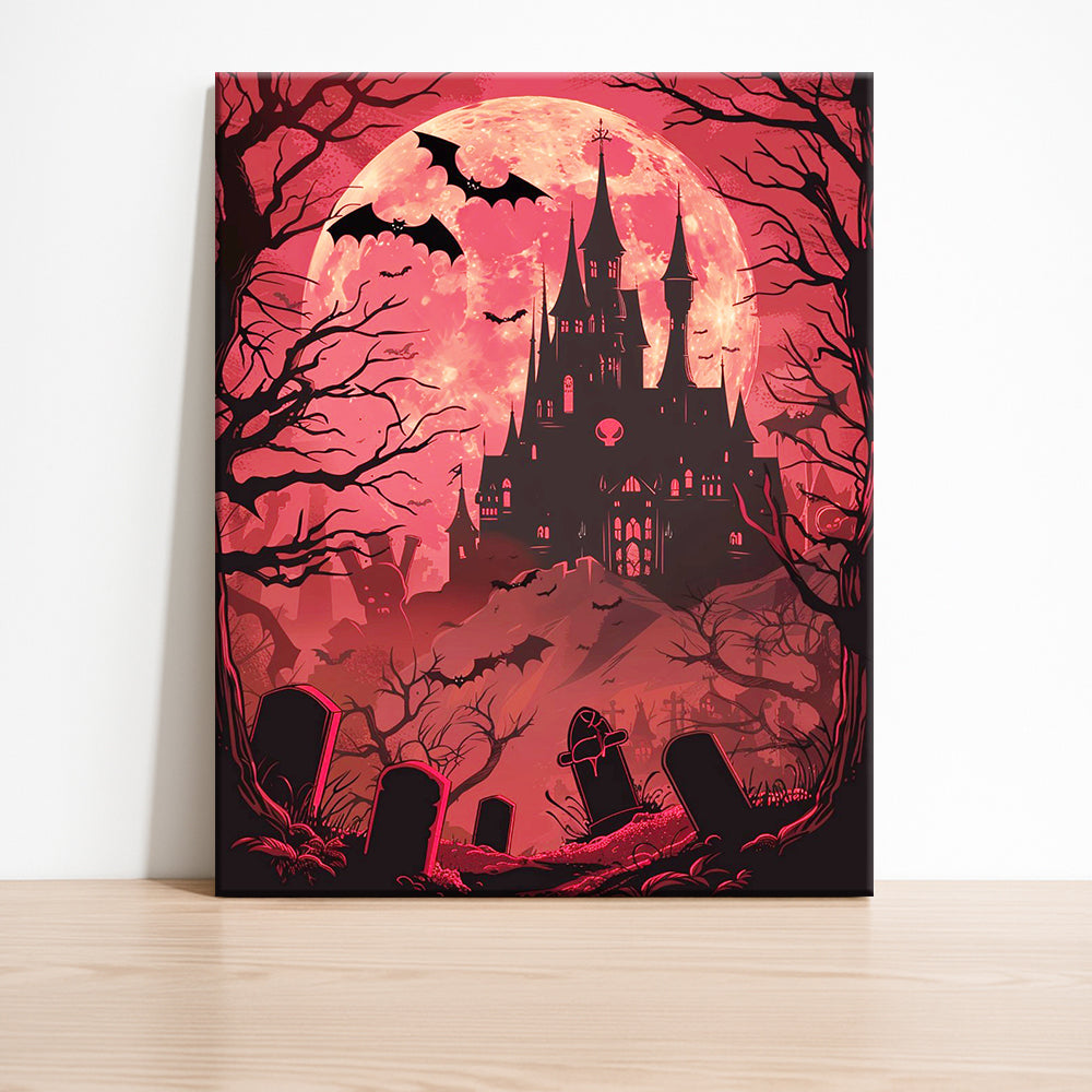 Mondlicht-Halloween-Schloss - Malen nach Zahlen