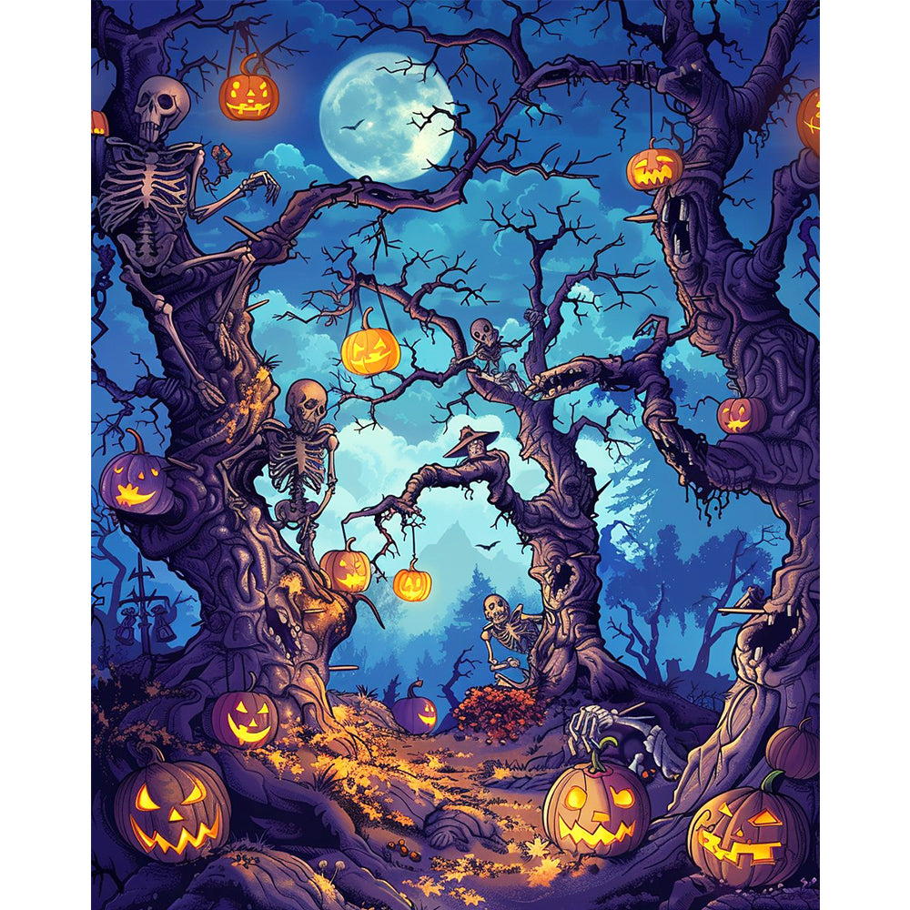 Mondlicht-Halloween-Wald - Malen nach Zahlen