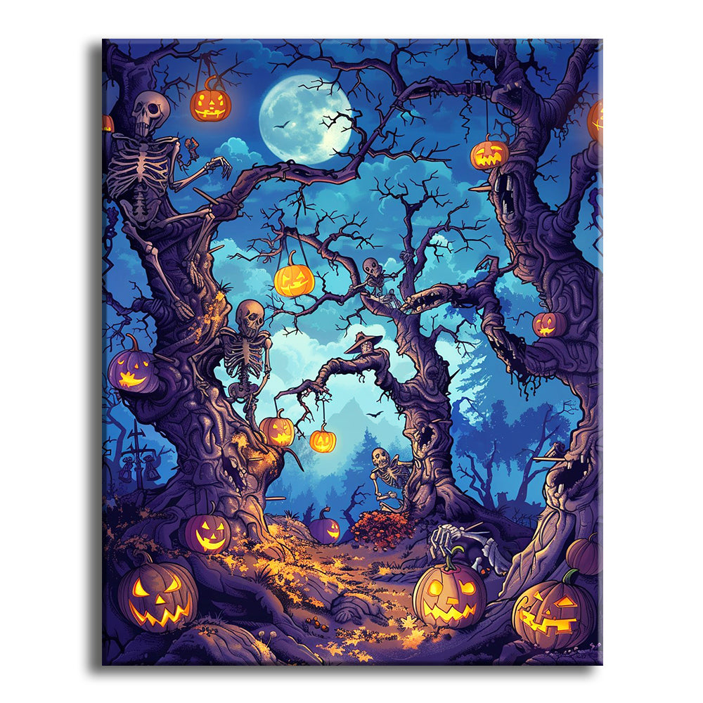 Mondlicht-Halloween-Wald - Malen nach Zahlen