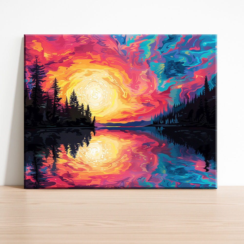 Psychedelischer Sonnenuntergang – Malen nach Zahlen