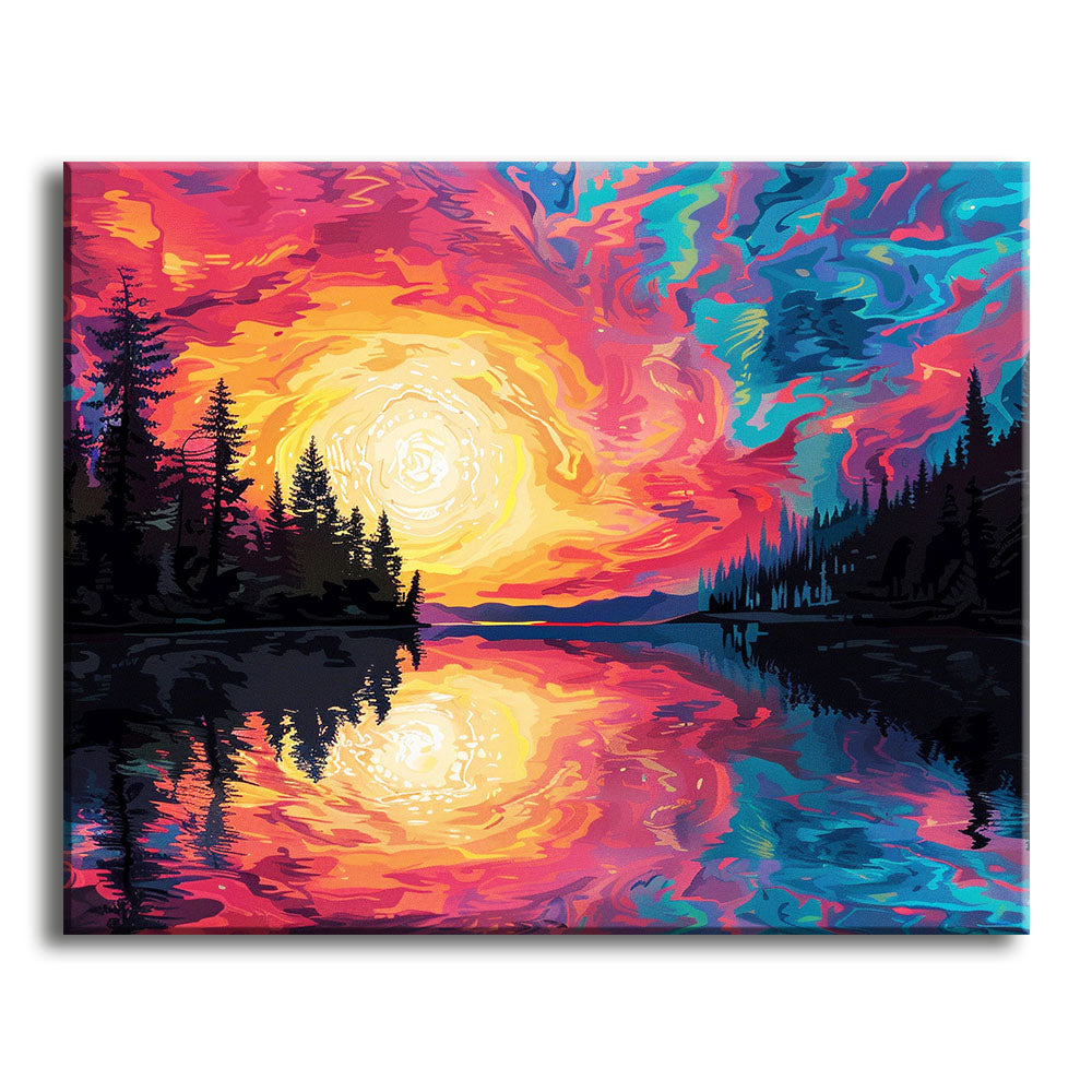 Psychedelischer Sonnenuntergang – Malen nach Zahlen