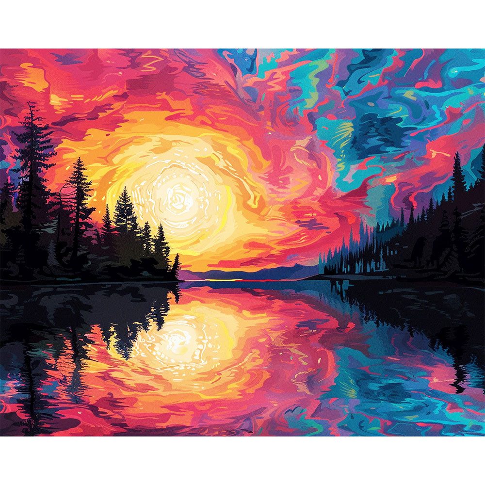 Psychedelischer Sonnenuntergang – Malen nach Zahlen