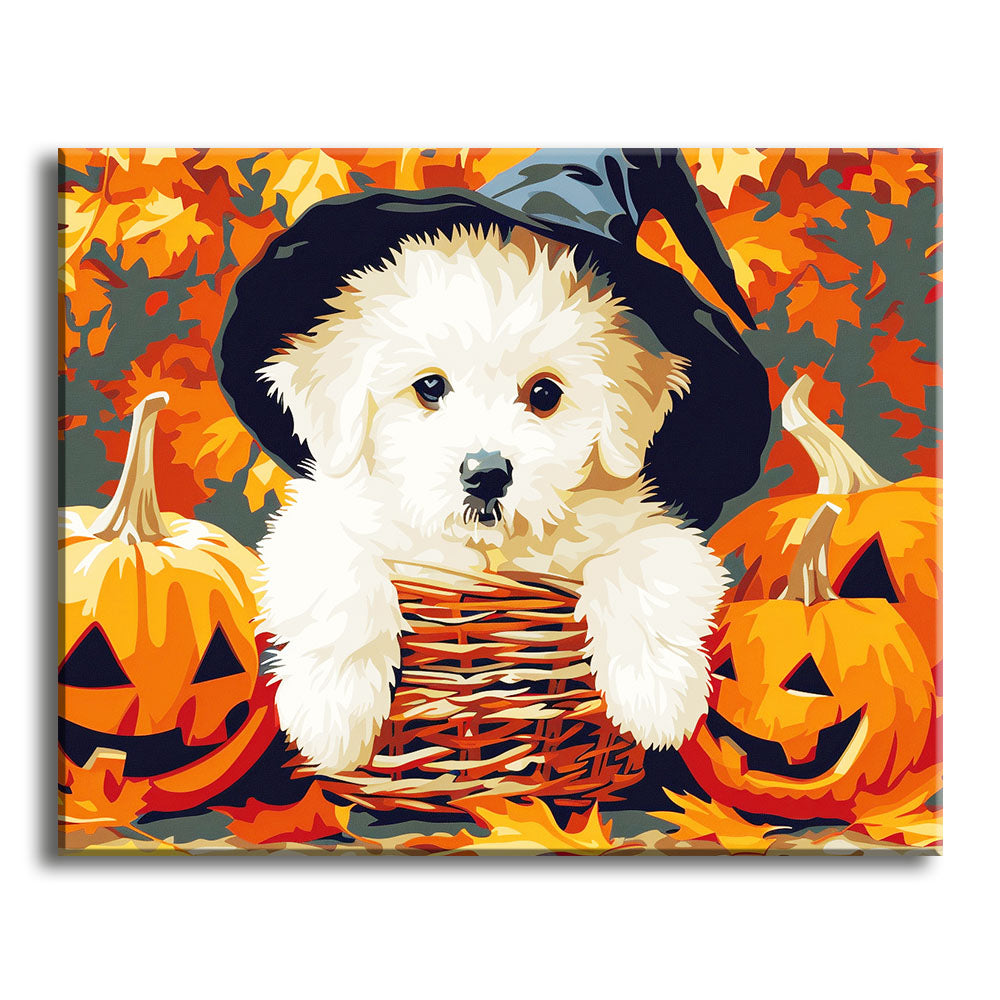 Kürbis-Welpe - Malen nach Zahlen