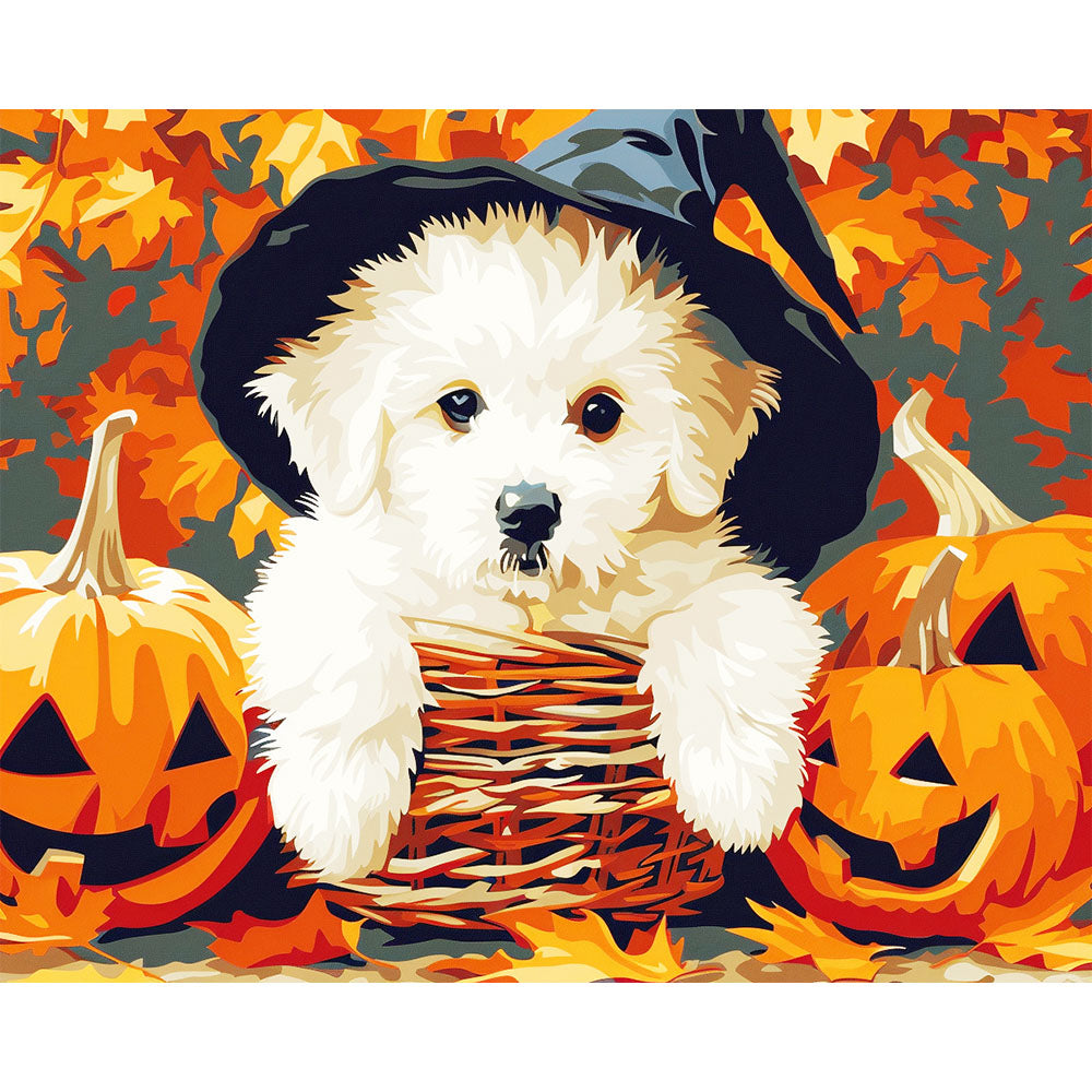 Kürbis-Welpe - Malen nach Zahlen