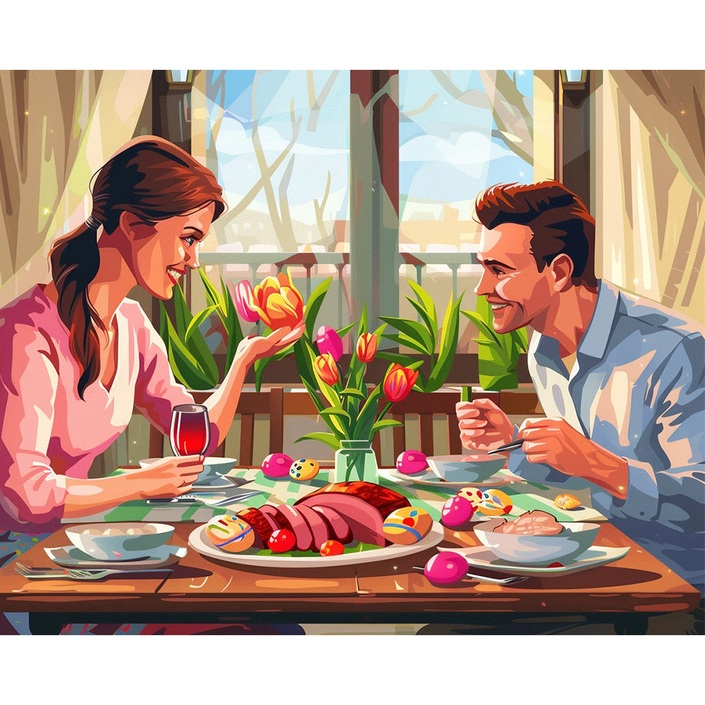 Romantisches Dinner-Duett - Malen nach Zahlen