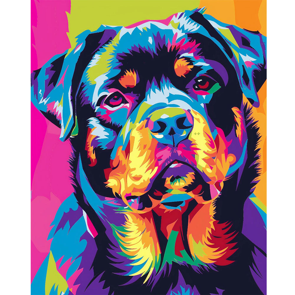 Rottweiler Strahlen - Malen nach Zahlen