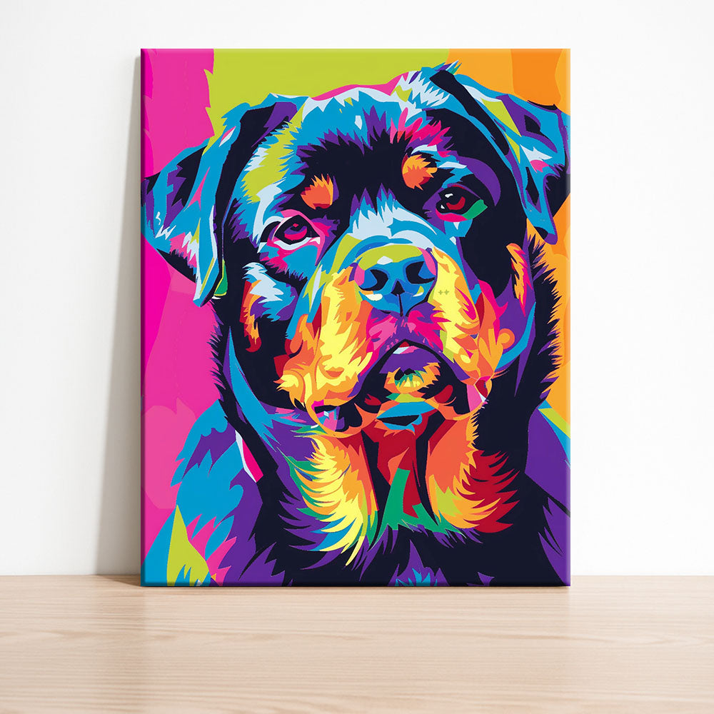 Rottweiler Strahlen - Malen nach Zahlen