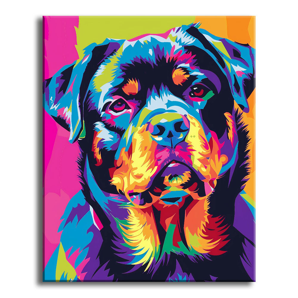 Rottweiler Strahlen - Malen nach Zahlen