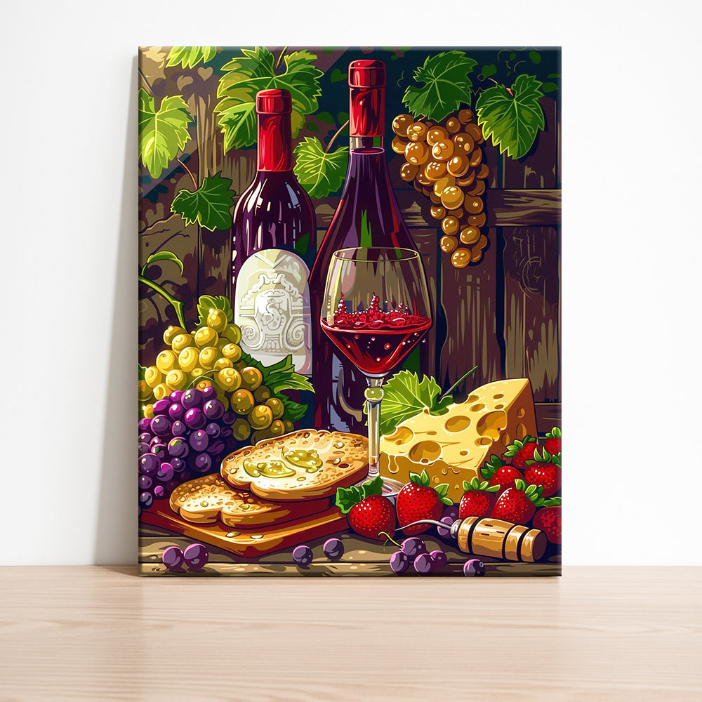 Rustikaler Wein und Käse