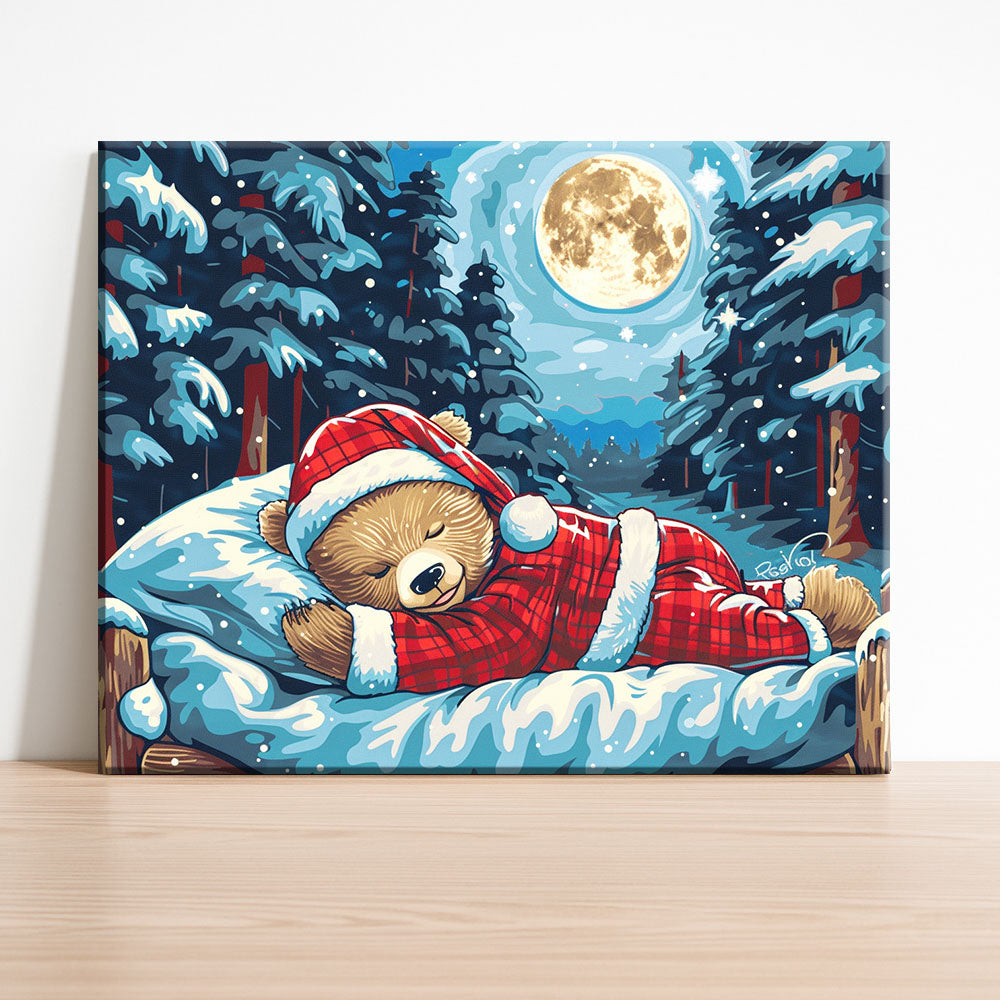 Weihnachtsbärs Schlummer - Malen nach Zahlen