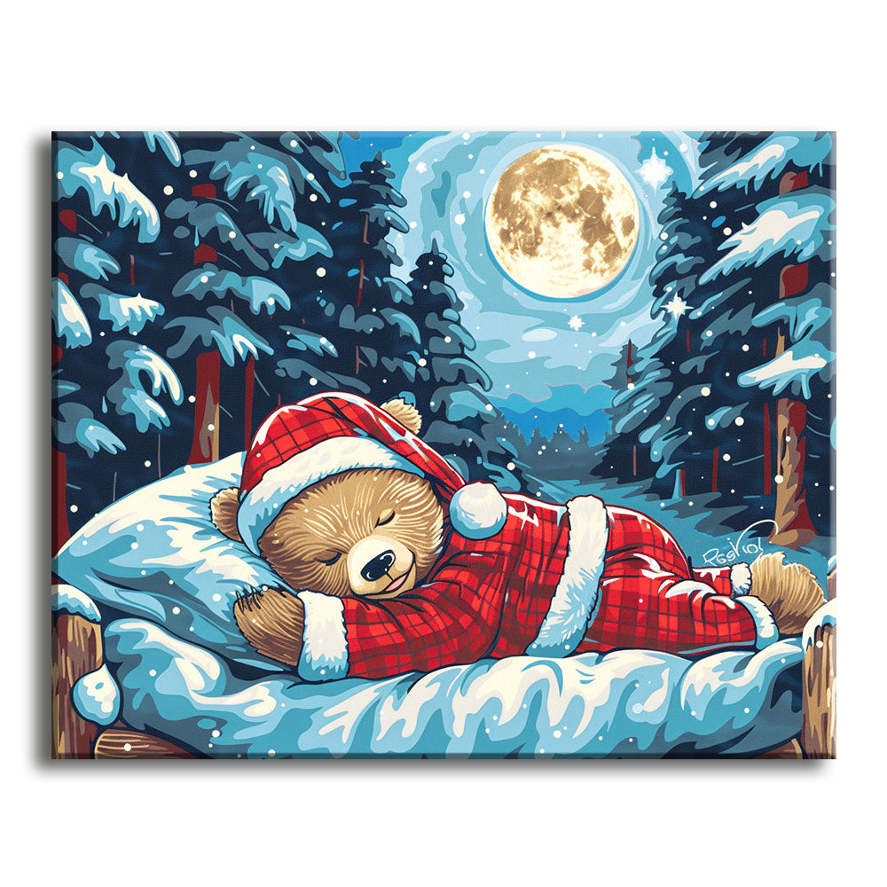 Weihnachtsbärs Schlummer - Malen nach Zahlen
