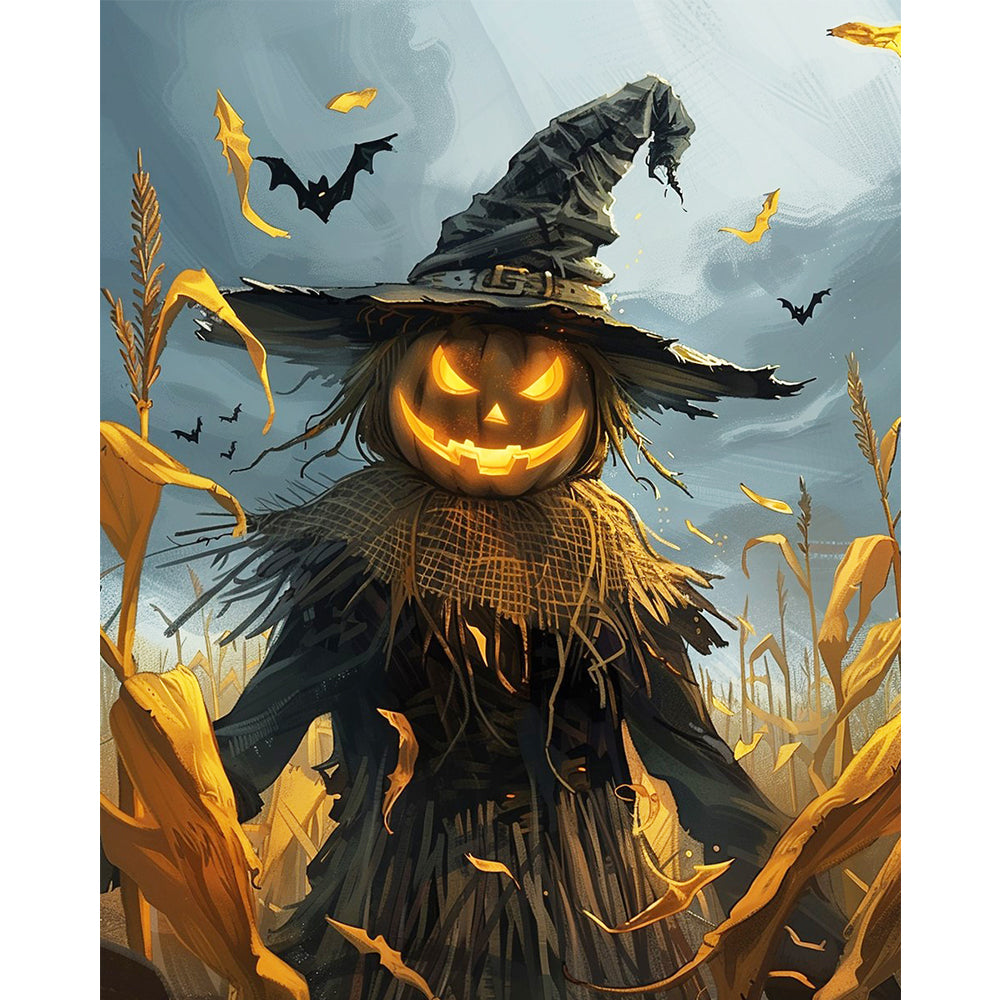 Vogelscheuchen-Halloween-Glanz - Malen nach Zahlen