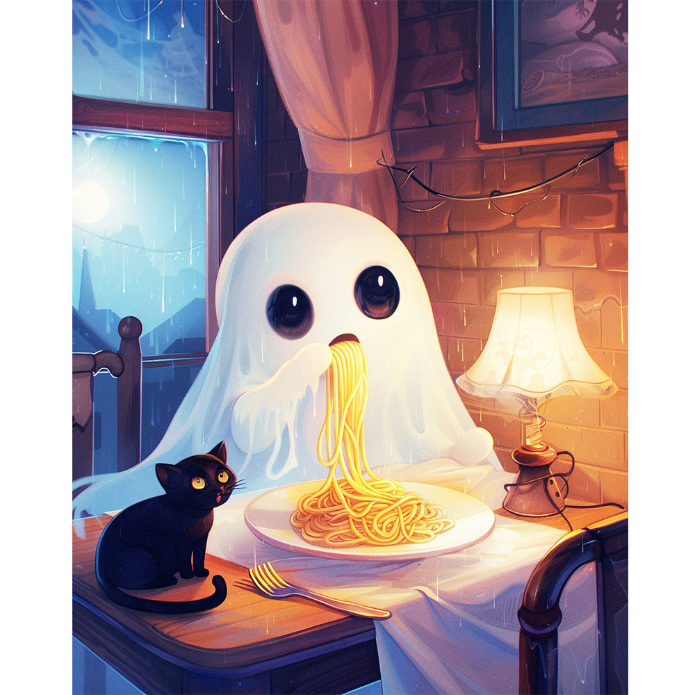 Gruselige Spaghetti - Malen nach Zahlen