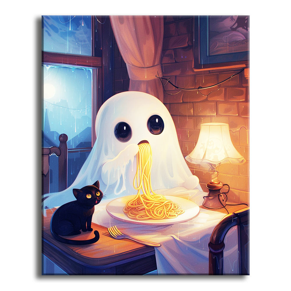 Gruselige Spaghetti - Malen nach Zahlen