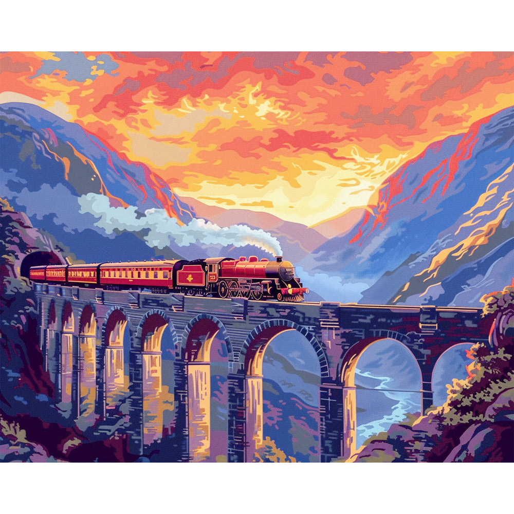 Sonnenuntergangs-Gebirgsexpress