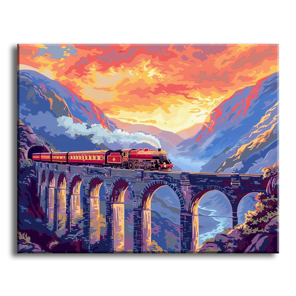 Sonnenuntergangs-Gebirgsexpress