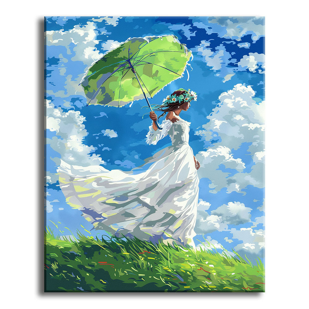 Der grüne Sonnenschirm – Malen nach Zahlen