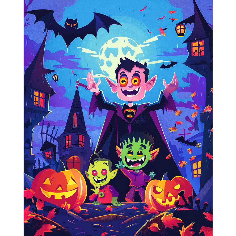 Vampir-Halloween-Party - Malen nach Zahlen