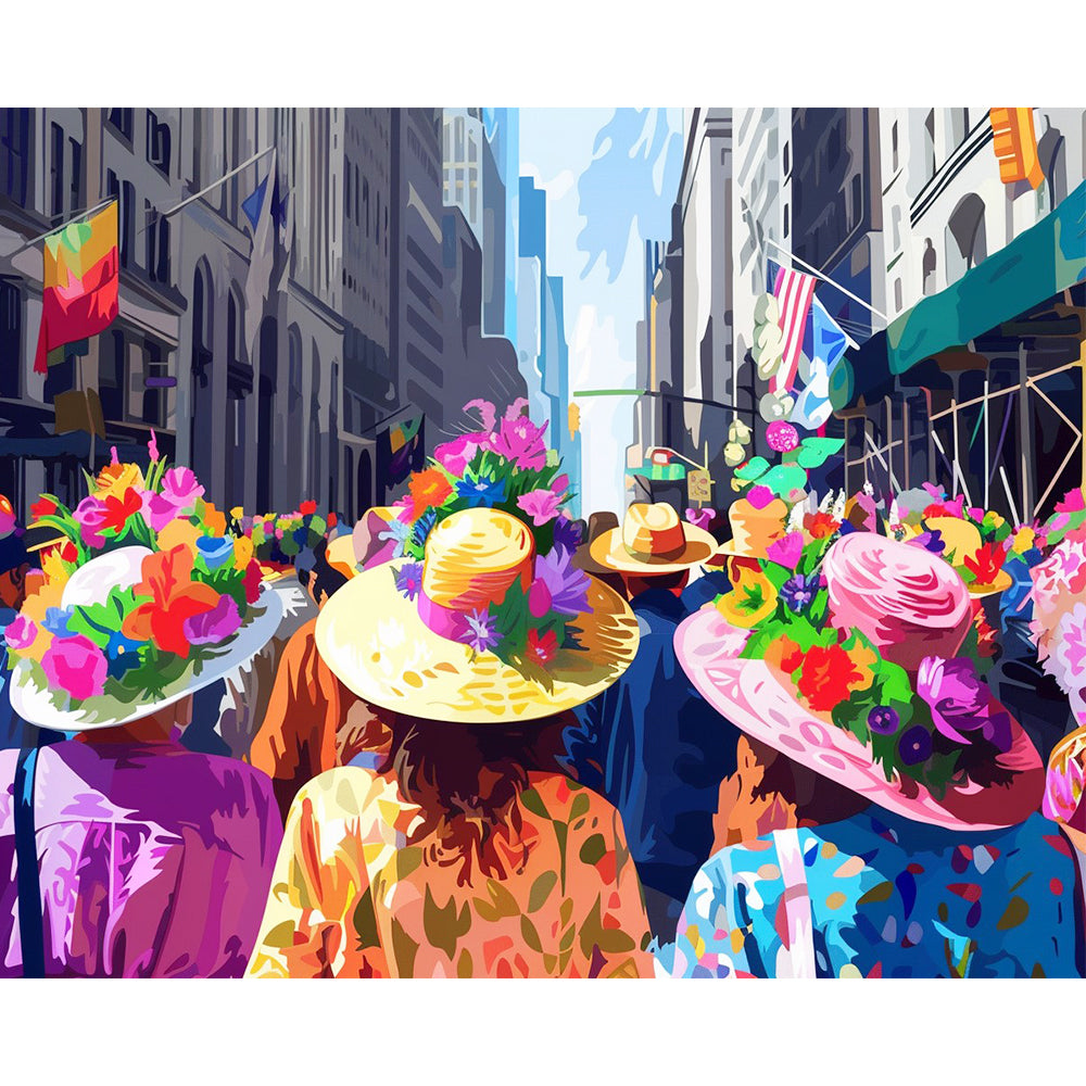 Lebhafter Straßenkarneval - Malen nach Zahlen