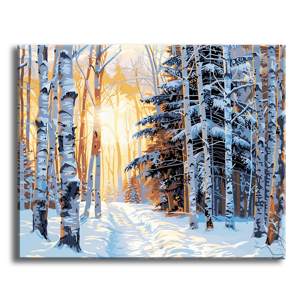 Goldene Winterstunde – Malen nach Zahlen
